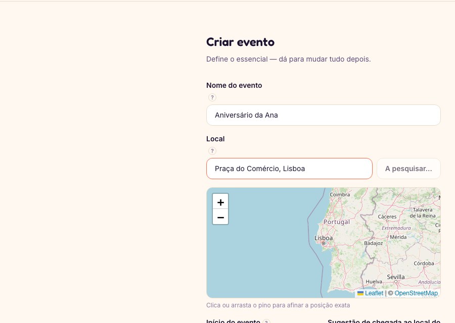 3. Cria o teu primeiro evento